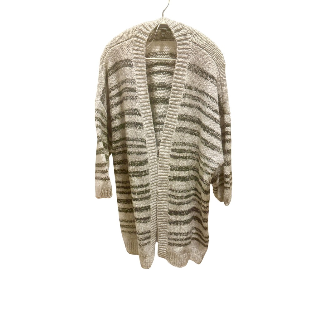 Lane Bryant Striped Open Front Cardigan Sweater Women Plus Size 22/24 Beige Gray